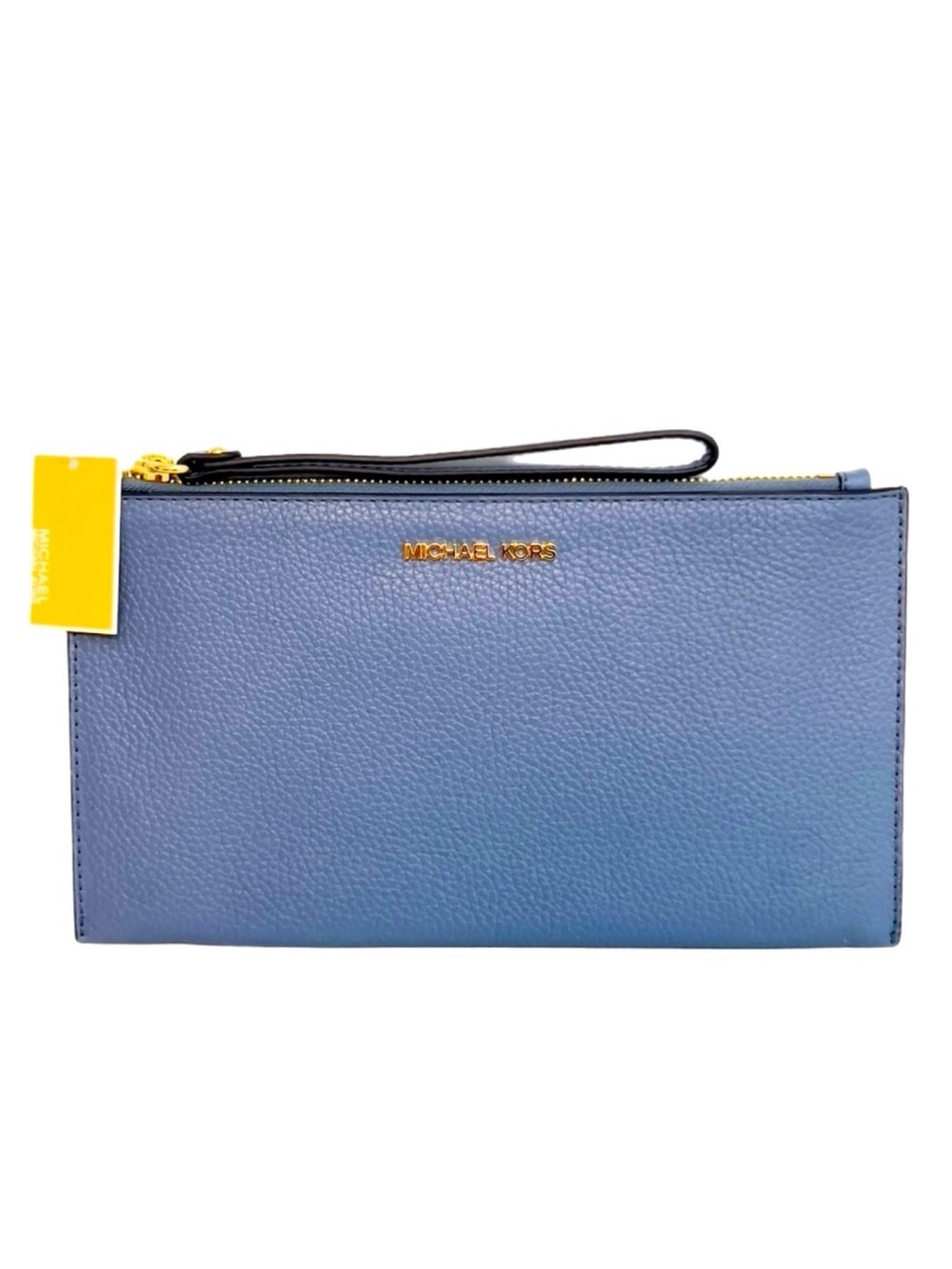 🆕NWT Michael Kors Large Leather Wristlet in Denim Blue